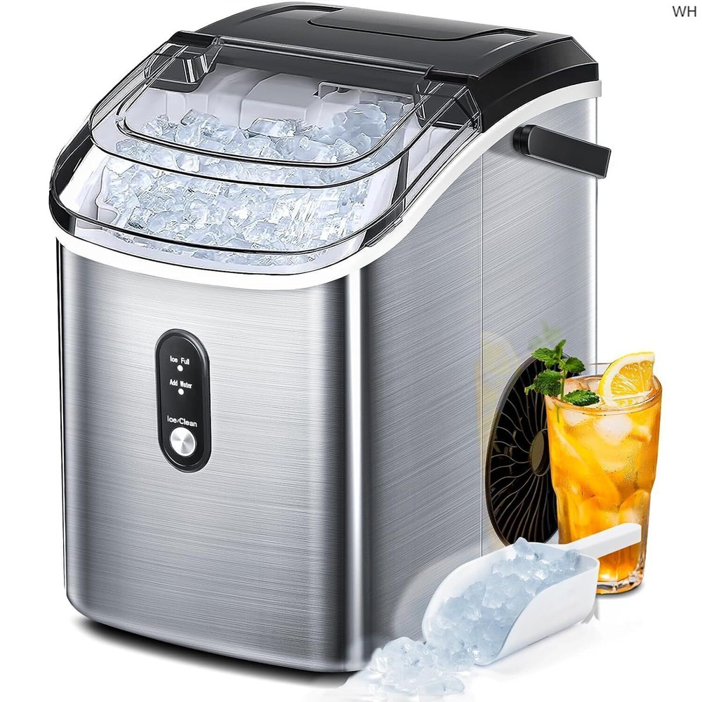Nugget Ice Makers Countertop Soft Chewable Pellet Ice Portable 35LBS/Day silver