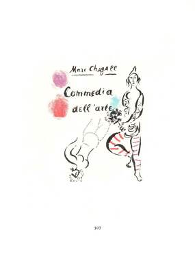 MARC CHAGALL Commedia dell'arte 12.5'' x 9.75'' Poster 1963 Modernism