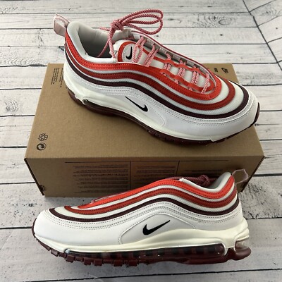 Nike Air Max 97 White Dune Red Men's Size 9 Women's 10.5 FN6957-101 Refurbished