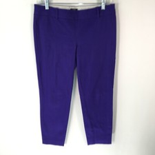 VTG J Crew Womens Casual Flat Front Skinny Stretch Purple Straight Pants Size 8