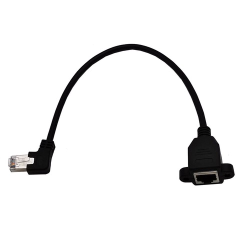 RJ45 Male Right/Left Angle to Female Panel Mount Ethernet Network Adapter Cable - 第 3/20 張圖片
