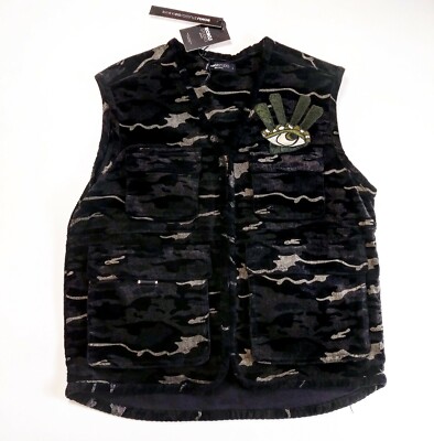 Roku studio men 100%authentic sleeveless vest jacket camoflouge size large black