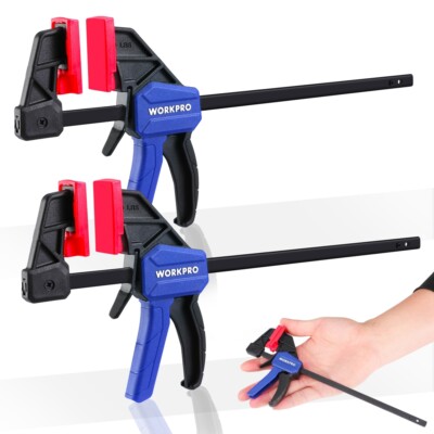 6'' Light-Duty Bar Clamps for Woodworking 2PCS F Clamps One-Handed Clamp/Spreader