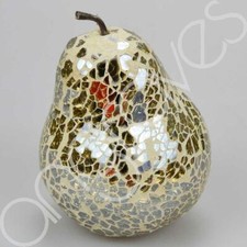 Mosaic Glass Pear (Gold) Home Decorative Decor Fruit Display Piece Gift