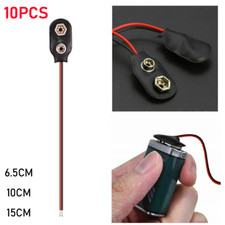 10 Pcs Snap 9V 9 Volt Battery Clip Connector I Buckle Type Black w/ Cable