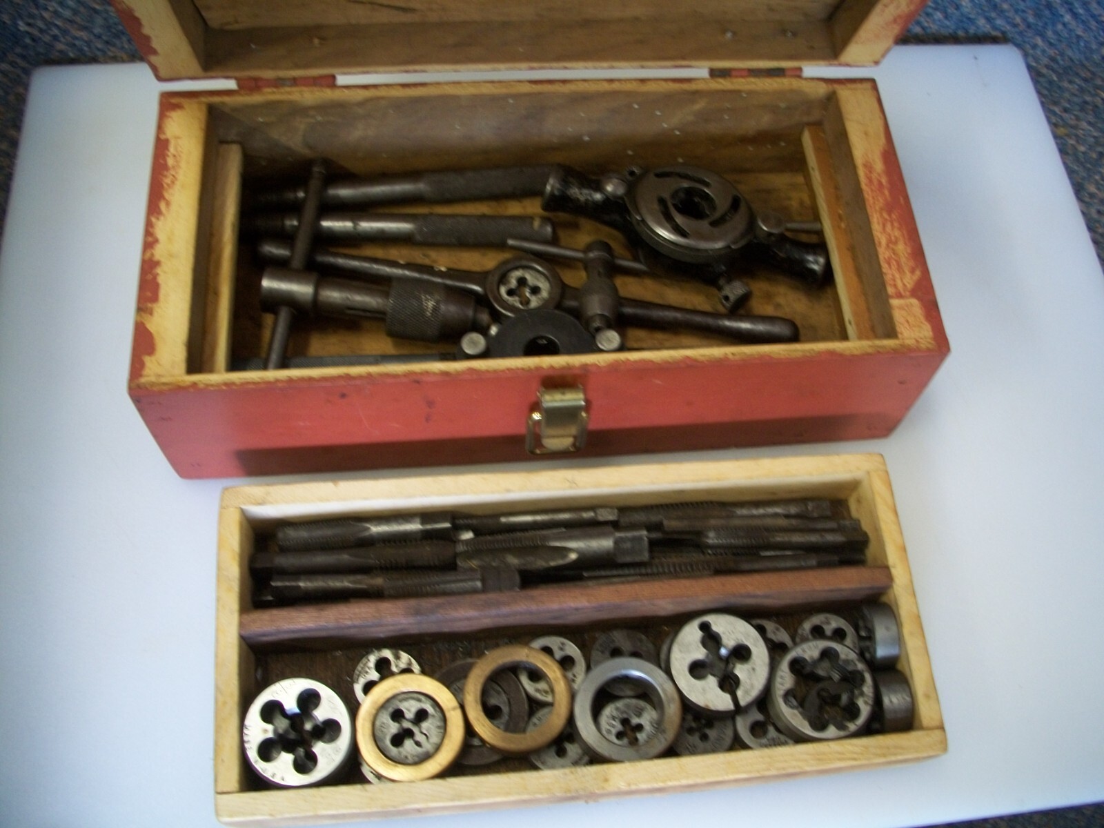 Vintage Tap & Die Set With Die & Tap Handles & Box Marked " My Dad Made