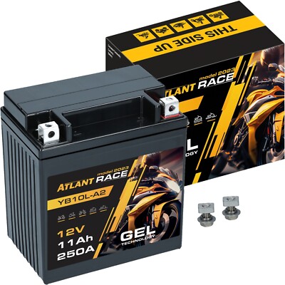 Atlant Race YB10L-A2 Motorradbatterie GEL 12V 11Ah 51112 YB10L-B2 12N10-3A