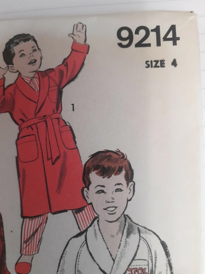 Robe Advance Sewing Pattern 9214 Boys Size 4 Cut VTG 50's Long Short Bath Tie - Image 3 of 4