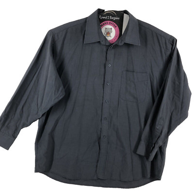 Platinum club button shirt men s 2XL gray long sleeve cotton blend business XXL