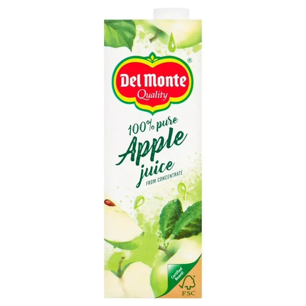 Del Monte 100% Pure Apple Juice Pack Of Ready To Drink Delicious
