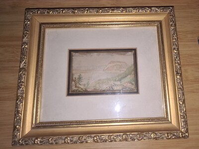 Antique 1851  Print Le Blond  Bingen on the Rhine  Baxter 8½'' x 7'' Frame 