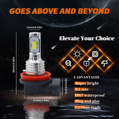 XK Glow Headlight Bulb XK045005-H11 Ignite Series; H11; LED Bulb 24 Watt 9 To 32 Volt White Beam Color 2200 Lumens 6000k Light Color Temperature Set Of XK Glow Headlight Bulb XK045005-H11 Ignite Series; H11; LED Bulb 24 Watt 9 To 32 Volt White Beam Color 2200 Lumens 6000k Light Color Temperature Set Of