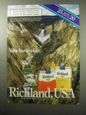 richland tobacco 1987 Richland Cigarettes Ad - Value has its place Richland, USA