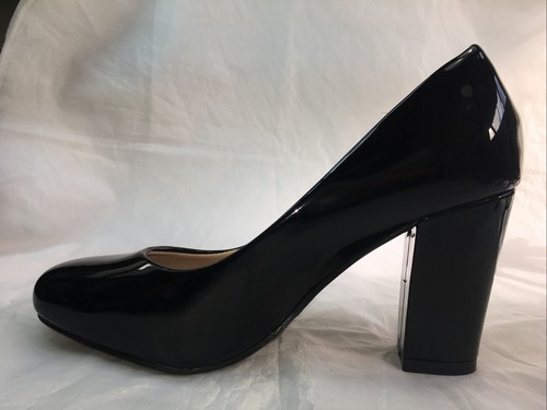 FOREVER-SONGFUL-5 SHINY PATENT PU PUMPS 3.5” Hi-Chunky Block Heel Women Slip On - Picture 10 of 12