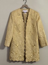 Gospel Mustard Yellow Velvet Sequins Floral Embroidered Jacket Sz 18w