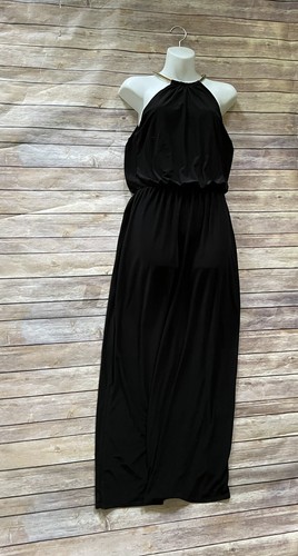 MSK BLACK HALTER MAXI DRESS Sz M | eBay