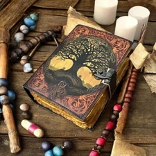 Tree of life leather journal celtic handmade notebook with vintage aged paper