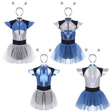 Womens Cosplay Stage Space Alien Party Costumes A-Line Dress Rave Astronaut