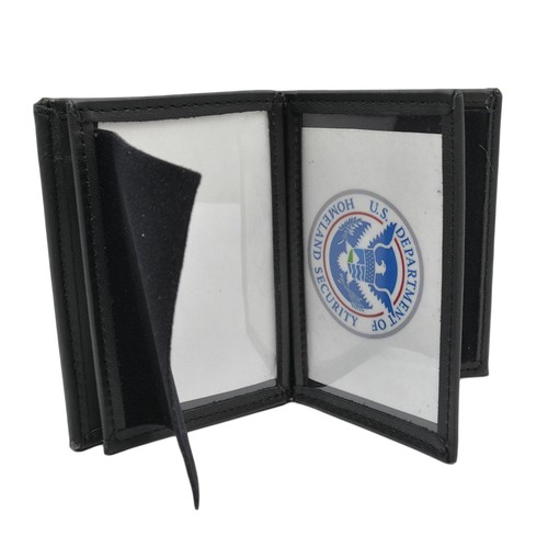 Perfect Fit TSA Officer 3" Badge Wallet Recessed Double ID Leather Wallet - Picture 6 of 7
