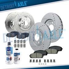 10pc Front Rear Drilled Brake Rotors Brake Pa...