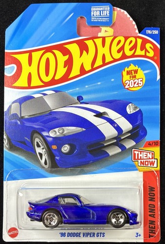2025 HOT WHEELS 1996 96 Dodge Viper GTS Blue, White Rally Stripes #176,
