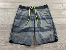 Oakley Mens Tailored Fit Board Shorts Swim Trunks Striped Gray Black Size 32