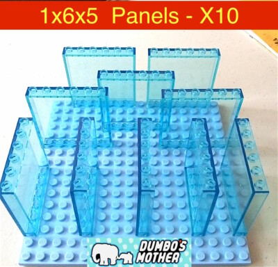 LEGO 1x6x5 Panel Trans Light Blue Wall Building Glass Window Tranparent NEW X10 