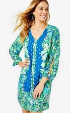 Lilly Pulitzer Pamela Dress Macaw Blue Coconut Row engineered dress L shift beac
