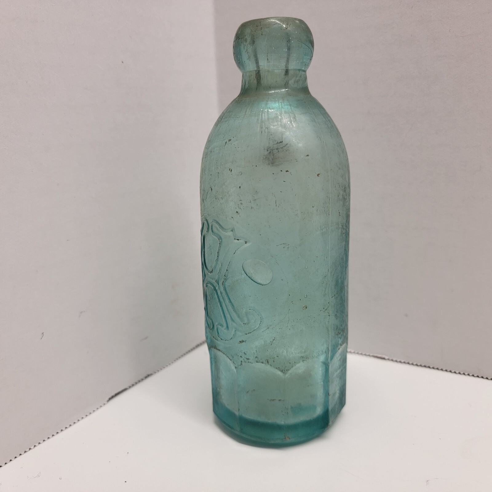 Antique Embossed John Klee Sr Dayton OH Soda Hutch Aqua Glass Bottle