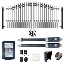 ALEKO London Style Steel Gate 14 feet Dual Swing Driveway Gate with Gate Opener