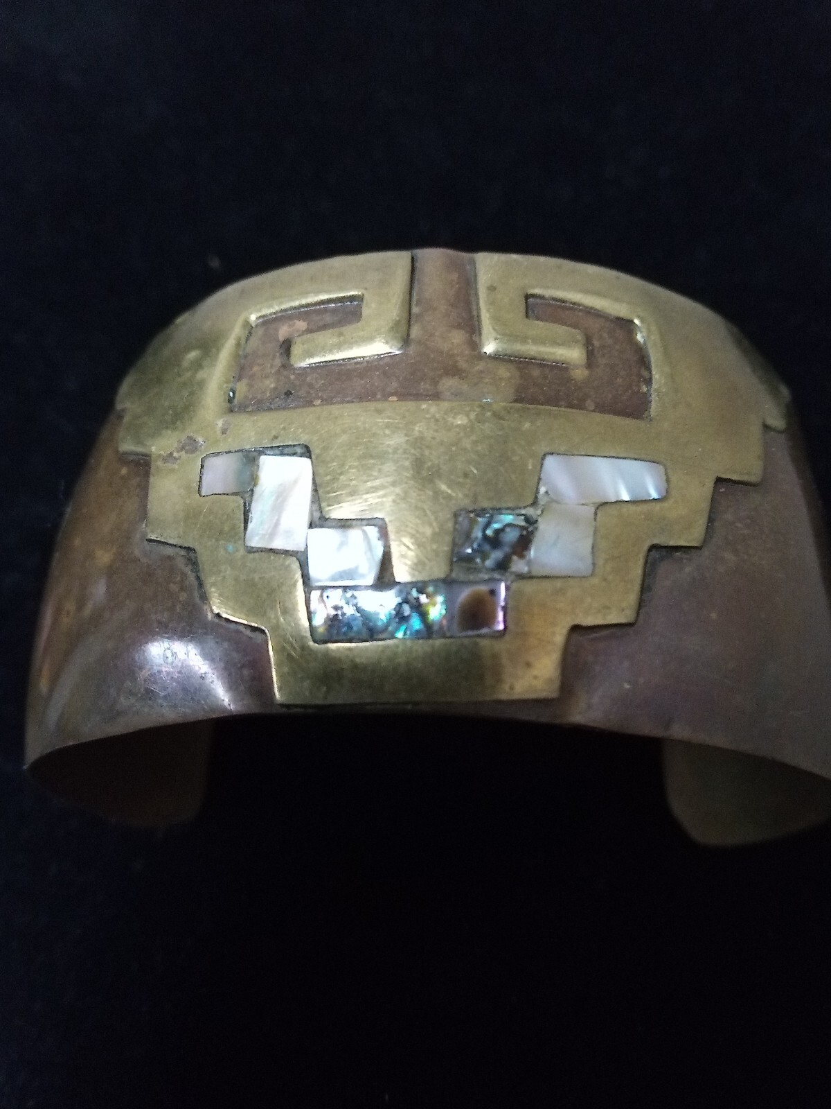 Big Solid Copper Open Cuff With Some Brass Art An… - image 7