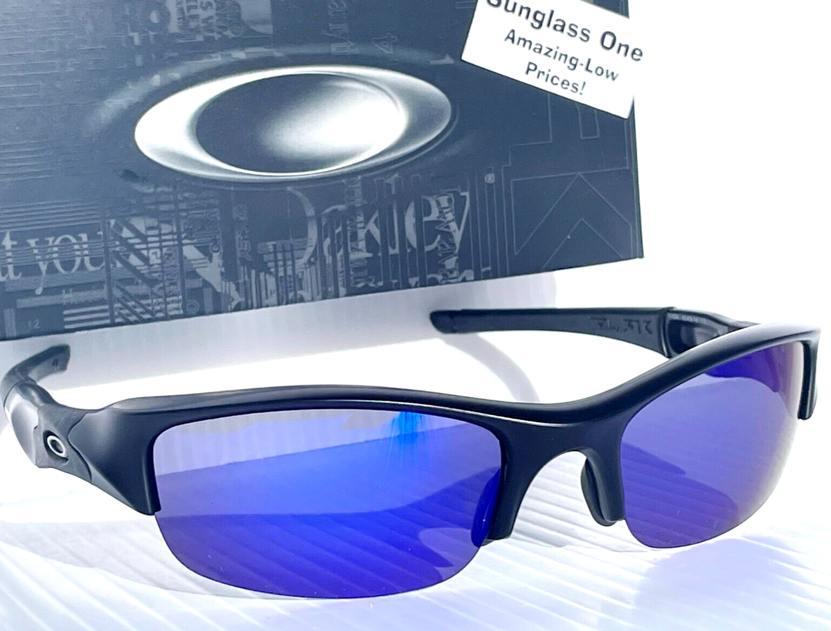 NEW Oakley FLAK JACKET Matte Black POLARIZED Galaxy Blue Lens