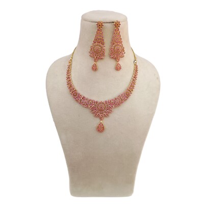 rose gold dress necklace Statement Set Champagne Pink Crystal Chandelier Earring vintage rose gold necklace