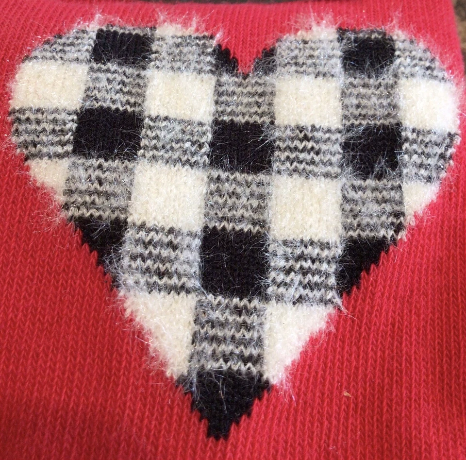 Hot Sox Women’s Multi Color & Black/White Buffalo Plaid Heart NWTS - Image 3 of 4