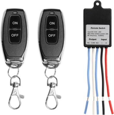 1 Receiver + 2 Transmitter Control Switch DC 12V 24V 1 Channel RF Relay Latched