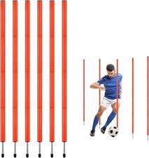 6PCS 6FT Adjustable Soccer Agility Training Poles, Detachable Sports Training Sp