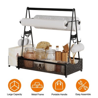 Countertop Organizer Spice Rack Shelf w/Handle Kitchen Towel Holder Space-Saving