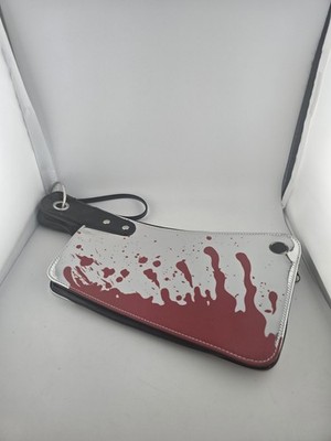 Halloween Horror Bloody Cleaver Purse Wristlet Clutch Goth Blood Splatter