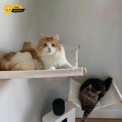 Wandmontage Katze Hängematte Bett Holz Regal Möbel zum Schlafen Klettern Loungi