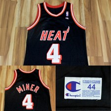 Harold Miner #4 Miami Heat Champion Jersey Black NBA 1995 Men 44 L *RARE*