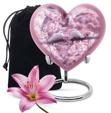 Pink Dove Memorial Heart Urns for Human Ashes Women