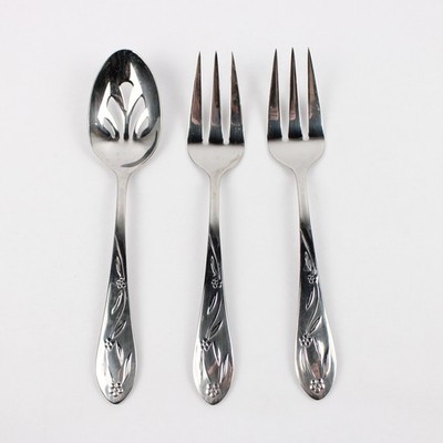 3-Teiliges Temp-Tations Old World Floral-Rundspitzen Edelstahl Servierbesteck