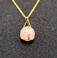 Damen Halskette 65cm  mit Rosenquarzkugel - Goldanhänger 333 Gold 8K TOP