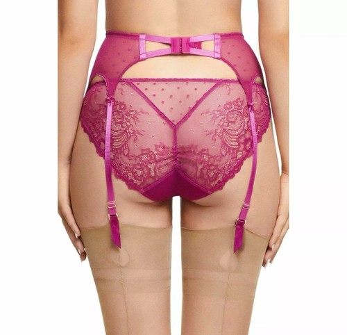 Dita Von Teese Women’s Fiamma Suspender Belt Sexy Floral Lace Magenta UK 16 - Picture 2 of 17