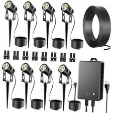 8 Pack Low Voltage Landscape Spot Lights  60W Transformer  65FT Wire  Low Voltage