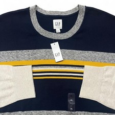 NWT Gap Sweater Men's XL Navy Cotton Blend Striped Knit Factory Store 2020