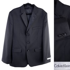 Calvin Klein Boys Black Suit Jacket Size 14 Youth Formal Blazer 3-Button