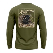 RRealtree Outfitters Black Lab Hunting Dog Long Sleeve Shirt Men Small Green