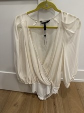 BCBGMAXAZRIA Ivory One Piece Bodysuit Women's Size L Lightweight Solid