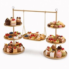 Metal 3 Tier Cupcake Stands Display, Removable Tray with Swing,Gold